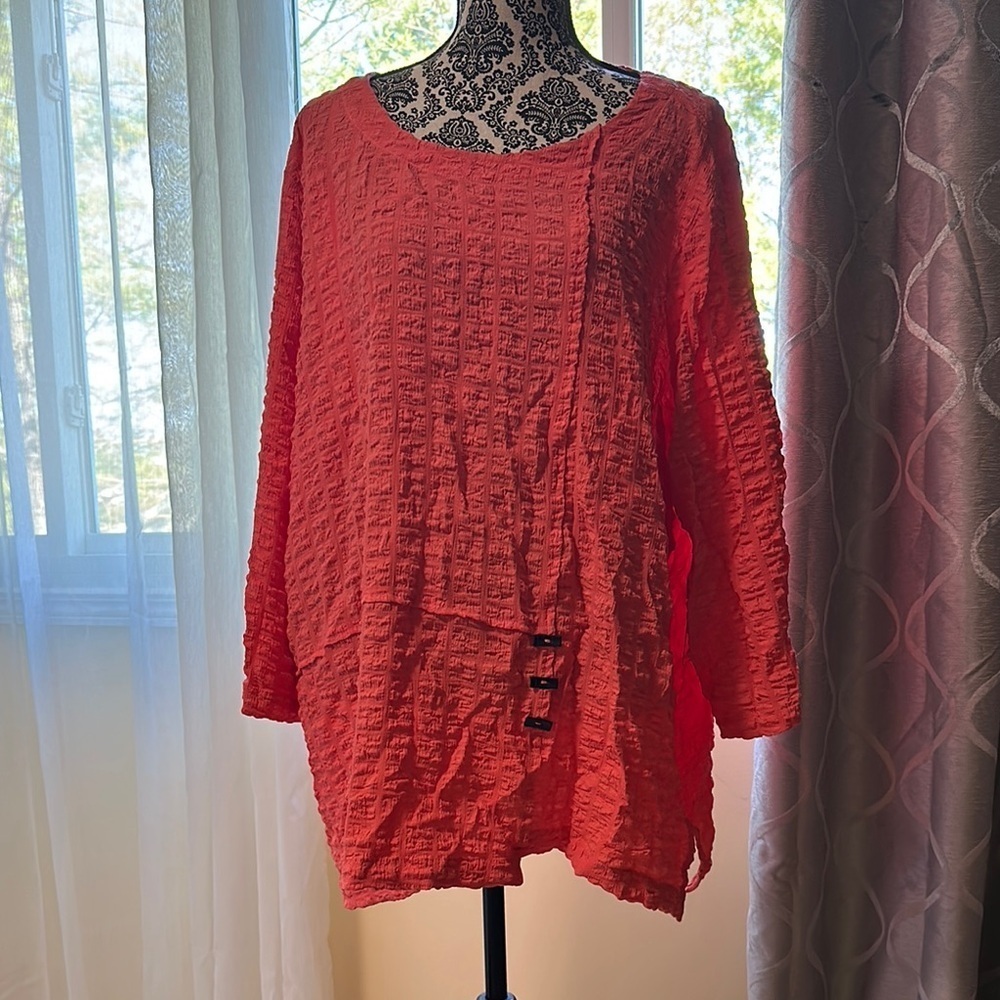 Ali Miles Red Oversized Ruched Tunic. 2X